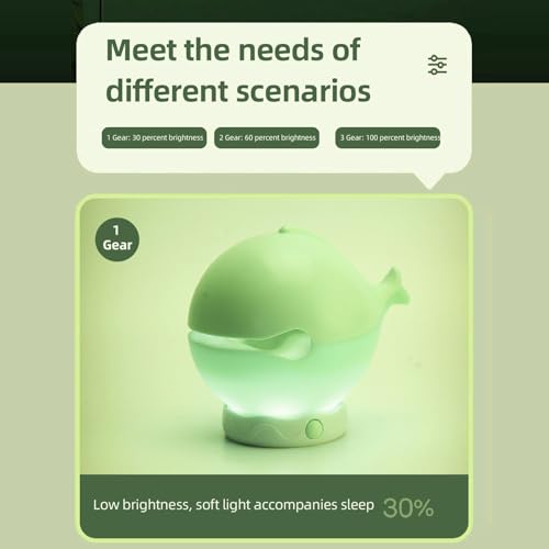 Lámpara de noche con forma de ballena de madera verde miniatura 3