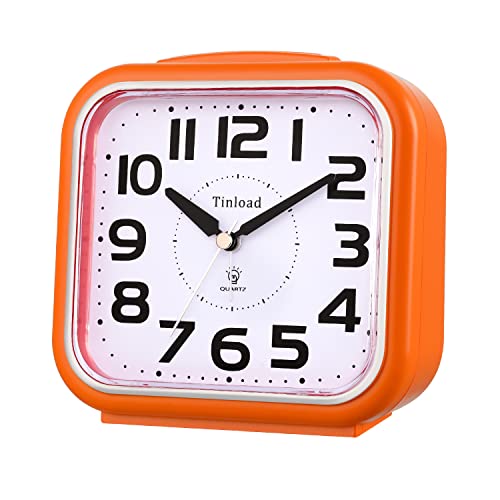 5.5" Silent Analog Alarm Clock Non Ticking, Gentle Wake, Beep Sounds, Increasing Volume, Battery Operated Snooze And Light Functions, Easy Set, Orange #TOP1