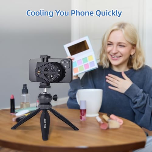 Yctze Enfriador de Teléfono Ventilador de Refrigeración con Fuente de Alimentación de 5 V 2 A para Juegos Transmisión en Vivo Soportes Dobles para Zapata Fría y para Teléfono - imagen 5