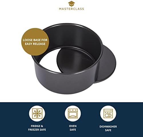 MasterClass 15 cm Deep Cake Tin with PFOA Free Non Stick and Loose Bottom, 1 mm Carbon Steel, 6 Inch Small Round Pan