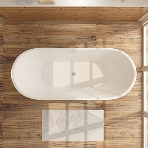 i-flair Freistehende Design Badewanne LUGANO - aus Acryl in 150x75 cm, Farbe Grau-Weiß