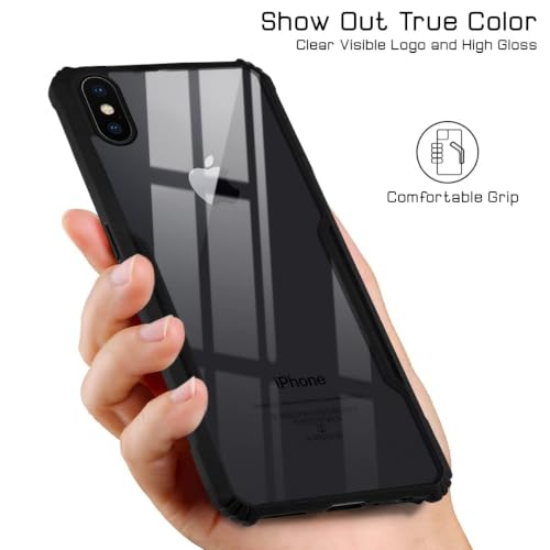 Image of Jkobi Hybrid Back Cover Case for Apple iPhone Xs (Shockproof with Polycarbonate Clear Panel | Professional Black)