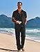COOFANDY Mens Linen Suits 2 Piece Set Casual Loose Pants Vacation Beach Outfits Short Sleeve Island Shirt Resort