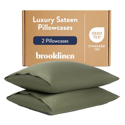 Brooklinen Sateen Pillowcases Set of 2, Standard, Fresh Moss
