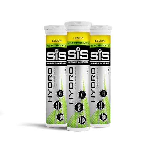 Science in Sport Hydro Electro, más electrolitos, hidratante en tabletas, Sin gluten, Sin azúcar, Sabor a limón, Bote de 20 tabletas, Pack de 3