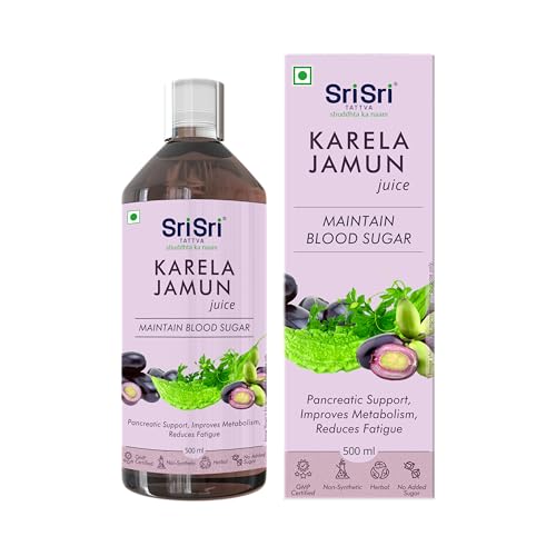 Image of Sri Sri TATTVA shuddhta ka naam Karela Jamun Juice | Maintains Blood Sugar Levels | Reduces Bad Cholesterol | Good For Digestive Health | No Added Sugar | 500 Ml I Pack of 2