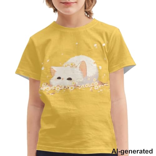 Image of Novelty 3D Graphic T Shirts for Kids Crew Neck Funny Animal Print Short Sleeve Girls Tshirts 3-16 Years