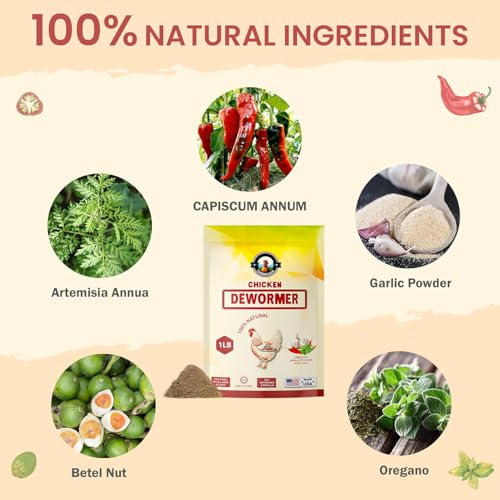 CanineGluca Chicken Dewormer Powder, All-Natural Health Formula, 1LB Pouch, US-Made,Safe for Eggs, Effective for All Ages & Sizes, Chicken Wormer, Poultry Medicine Supplies, Prevents and Relieves Worm