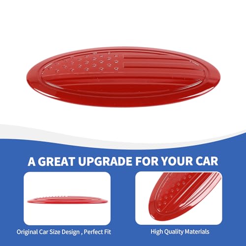 Image of RAZPOY for Bronco Emblem Cover, 5.31inch Rear Tailgate Overlay Badge Emblem Cover Trim Fit for 2021-2024 Ford Bronco & Bronco Sport, USA Flag Red