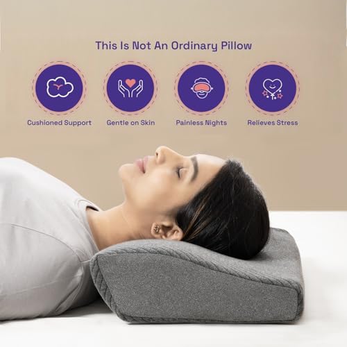 Image of Wakefit Orthopedic Cervical Pillow | Small Size 19.5x11.5x4 Inch Memory Foam Pillow for Neck & Shoulder Pain | Machine Washable Ultra Soft Jacquard Cover | 2 Year Manufacturer Warranty - Dark Grey