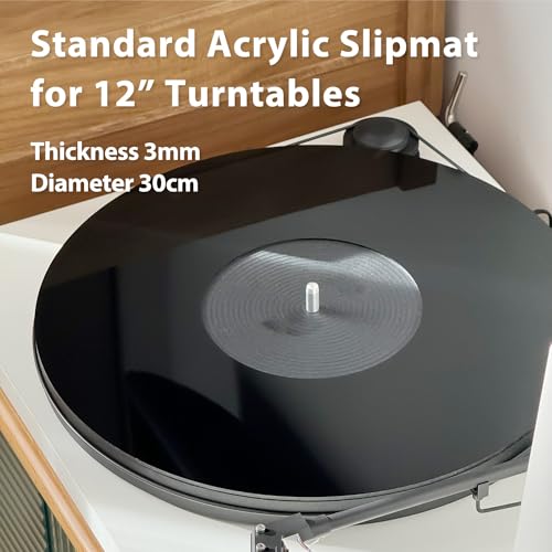 Plattenspieler-Matte, Schallplatten-Slipmat, Acryl-Plattenspieler-Platte, Vinyl-Rutschmatten (Schwarz)