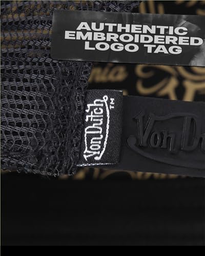 Image of Von Dutch Unisex Trucker Hat - Velvet Curved Bill Mesh Back Retro Classic Adjustable Snapback Baseball Cap for Men and Women