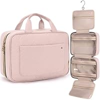 BAGSMART Kulturbeutel kulturtasche Damen, Kulturtasche zum Aufhängen, Toiletry Bag Kosmetiktasche Reise Waschtasche Transparent für Makeup,Toilettenartikel (M-Rosa) – Ansicht 1