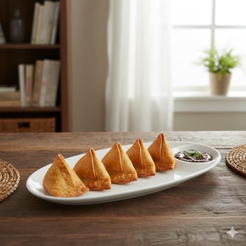 Image of Elegant Oval Melamine Serving Platter with Integrated Sauce Well 13 Inch Set of 1, Chip-Resistant White Appetizer Dish for French Fries, Sushi, and Dumplings