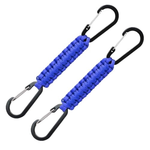 Paracord Keychain Carabiner with Double Hooks Hanger Stroller Hook for Camping Hiking Clip Water Bottle Keys Backpack Tools(Blue)