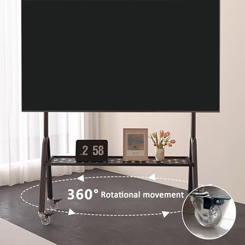 Rangement double couche pour support TV mobile à roulettes robuste de 60-100"