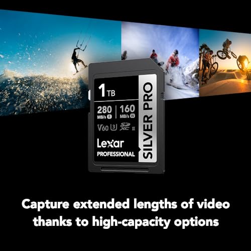 Image of Lexar 1TB Professional Silver PRO SD Card, UHS-II, C10, U3, V60, Full HD, 4K, Up To 280MB /s Read SDXC Memory Card, For Professional Photographer, Videographer, Enthusiast (LSDSIPR001T-BNNNG)