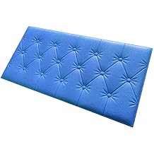 23.6"x11.8" 3D Leather Cladded Decor Wall Panel, Shockproof Peel and Stick Wall Sticker Wallpaper Soft Cushion for TV Walls, Childrens Bedroom, Bed HeadboardsBlue, 5pcs