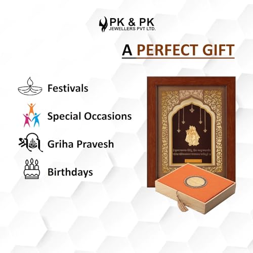 Image of Pk & Pk Jewellers Radha Krishna | 24KT Gold Frame | Temple Collection | Extra Small Size [14x18 cm] (For Premium Gift, Temple, Table Decor, Home Decoration)