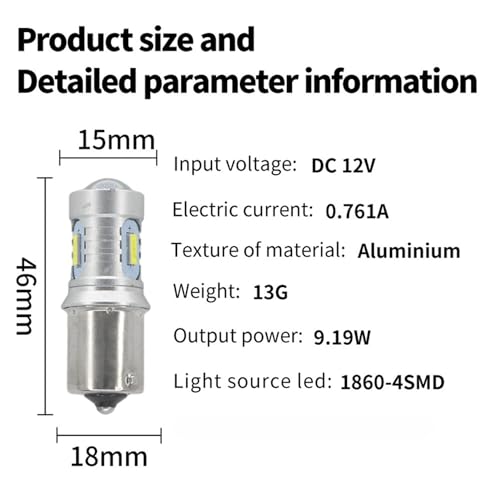 Image of 1860-4SMD Motorcycle Indicator Bulbs Long-Lasting, High-Brightness Beads, 1156 Cross Pin Fitting with Efficient Cooling and Easy Installation. Orange light (2)