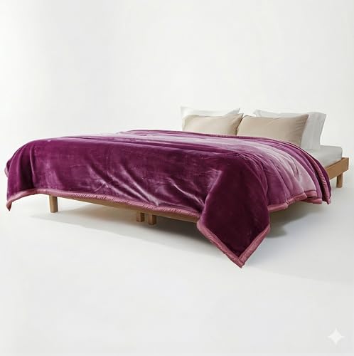 Image of ABRAZO Reversible Mink Blanket for Winter & AC | Double Bed 220x240 cm Soft & Warm Blanket /Dohar /Quilt /Comforter | All Season Use | (Mulberry)