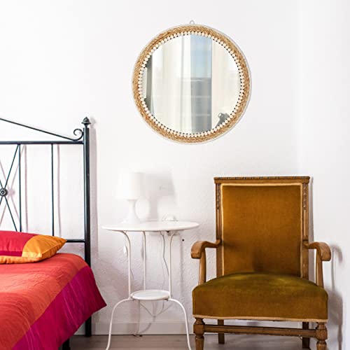 Creekview Home Emporium Farmhouse Mirror Wall Decor - 20 Inch Hanging Rattan Mirror Circle - Rustic Boho Mirror Decor For Bathroom, Bedroom, Nursery, Entryway #TOP5