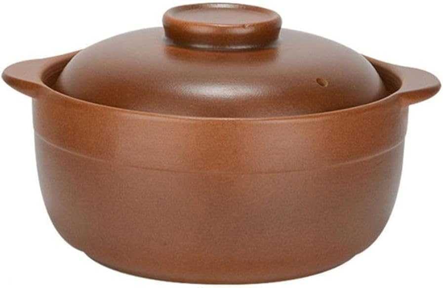 Olla de cocción de arcilla de tierra - cazuela de terracota con tapa para cocción de fuego abierto - olla de cocción lenta de cerámica