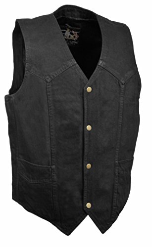 The Bikers Zone Men's 100% Cotton Basic Denim Vest L (44) Back Black