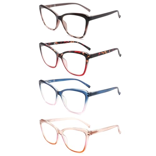 Image of reading glasses for women, adjustable strength from 0.0 to 4.0, lightweight blue light-blocking lenses, spring hinges, UV resistance, and a classic and fashionable appearance(2.50x)