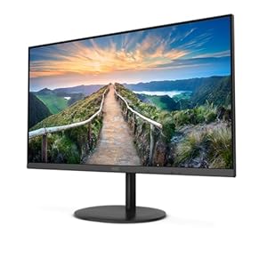 AOC Q24V4EA – 24 Inch QHD Monitor, 75Hz, 4ms, IPS, Adaptive Sync, Speakers, FlickerFree (2560×1440 @ 75Hz, 250cd/m², HDMI 1.4 x 1, DisplayPort 1.2 x 1 ), black