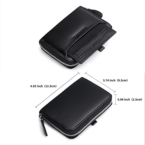 Mens Genuine Leather Zipper Wallet RFID Secure Large Capacity Multi-card Leather Wallets for Men and Extract card (Vegetable tanned leather black)2