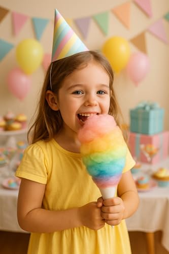 Bunte Regenbogen Zuckerwatte im Spitzbeutel 70g – Fluffig, Frisch & Fröhlich – Jahrmarkt Feeling für Zuhause – Süßigkeit für Kindergeburtstag, Party, Geschenk – Bild 6