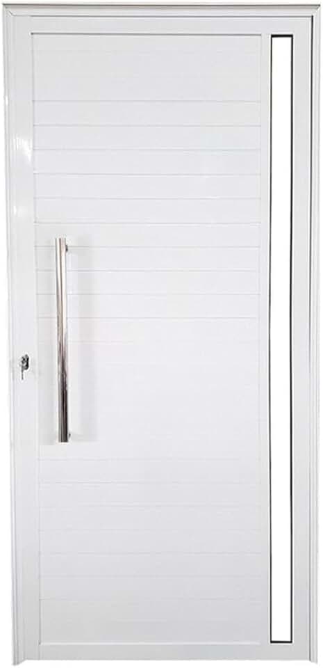 Porta Lambril de Alumínio Esquerda 210 x 80cm com Visor Linha Veneza Esquadrias Bergamo Branco