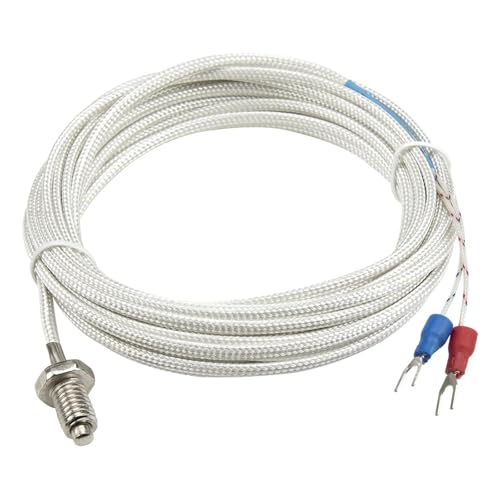 Sensor termopar K M8 con cable de fibra de vidrio de 5m para calor