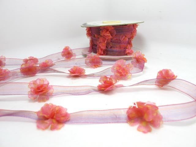 1/2/10 Yard Gradiente Chiffon Fiori Artificiali Stringa di Cotone Floreale Foglia Trim Nastro da Cucito per Cucire Passamanerie e Bordi per L'artigianato