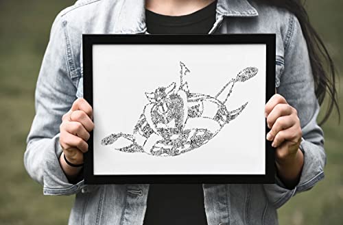 Goldorak - affiche biographie en portrait | poster du vaisseau de guerre extra terrestre | cadeau illustration noir et blanc pour fan dessin animé golgoth (A4-21x30cm)