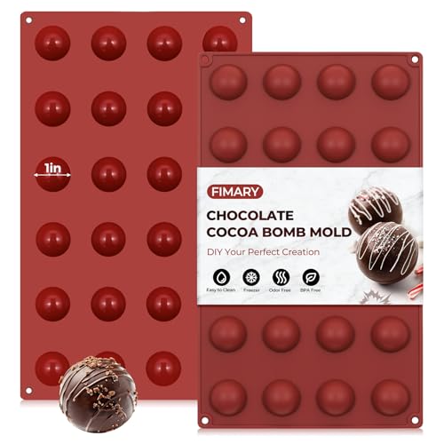 Image of 24 Holes Silicone Hot Chocolate Bomb Molds, 2 Packs Mini Semi Sphere Mold 1 inch Half Sphere Silicone Baking Molds for Making Chocolate, Cake, Jelly, Dome Mousse