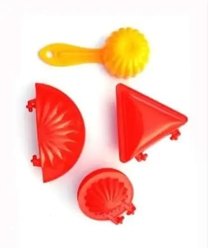 4 Pcs Plastic Red Kitchen Tool Mould Dough Press for Gujiya, Samosa, Modak, Laddu and kachori|Type -684 for Home and Kitchen 4 Pcs Plastic Red Kitchen Tool Mould Dough Press for Gujiya, Samosa, Modak, Laddu and kachori|Type -684 for Home and Kitchen