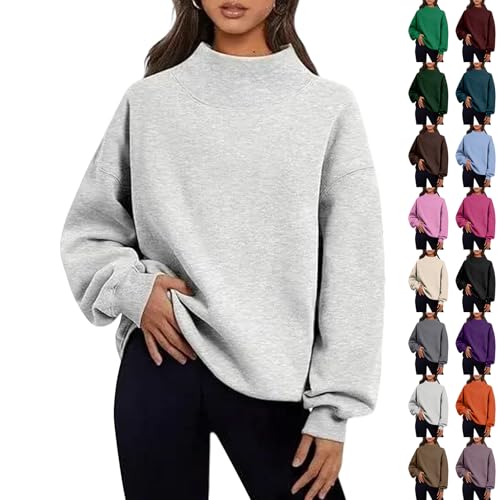 Mock Neck Sweatshirt Women Fall Comfort Oversized Sweatshirt Tunic Pullover Sweatshirts No Hood Cozy Hoodless Hoodie