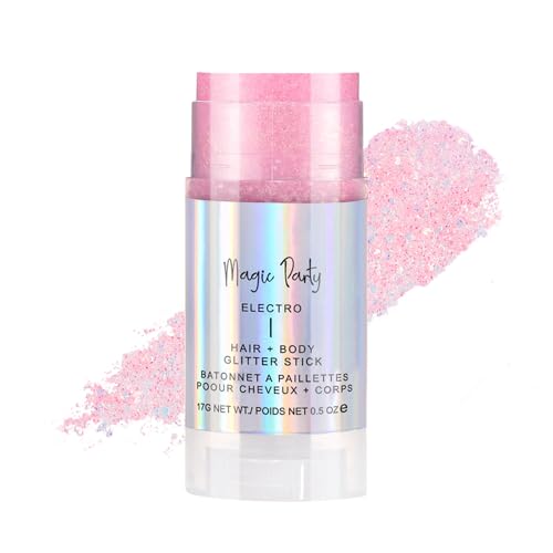 DAGEDA Body Glitter Stick, Mermaid Chunky Sequins Face Paint, Music Festival Concert Accessories Outfits Hair Glitter, Lips Eyeshadow Nails Holographic Cosmetic Halloween Rave Makeup (05 Pink)