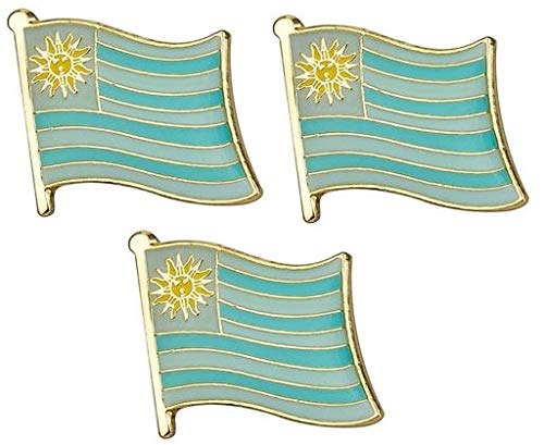 Pack of 3 x Flag of URUGUAY metal pin badges each badge approx 19mm x 15mm