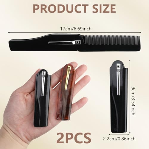 Folding-Comb-for-Beard-Hair-2-Pieces-Beard-Comb-Portable-Folding-Comb-for-Men-Pocket-Flip-Combs-for-Men-and-Women-Butterfly-Knife-Comb-Hair-Combs-for-Men-Small-Comb-Plastic-Portable-Travel-Hair