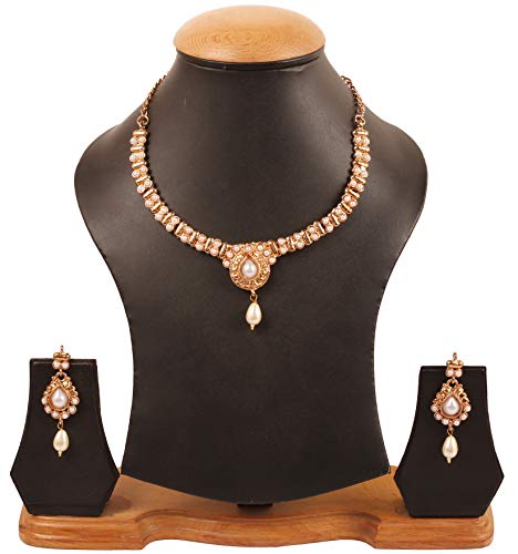Touchstone Indian Bollywood Traditional Handcrafted Colourful Designer Jewelry Necklace Set In Antique Gold or White Tone For Women.4