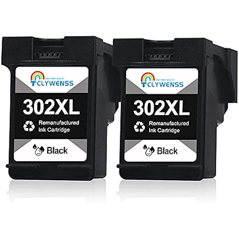 Clywenss Remanufactured for HP 302 302XL Ink Cartridges for HP Officejet 3830 3831 4650 4651 5230 Deskjet 1110 2130 2134 3630 3632 3634 Envy 4520 4522 4524 4527 4511 4512, 2-Black Cover