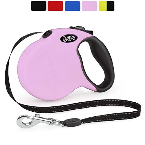 DDOXX Laisse Chien Enrouleur, Réfléchissante | Nombreuses Couleurs & Tailles | pour Petit, Moyen Gros & Grand | Laisses rétractable Chat Chiot | S, 4 m, à 10 kg, Rose