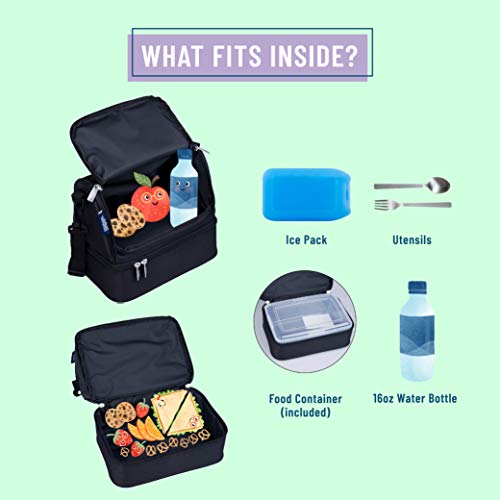 Wildkin Two Compartment Insulated Lunch Bag For Boys & Girls, Perfect For Early Elementary Lunch Box Bag, Ideal Size For Packing Hot Or Cold Snacks For School & Travel Lunch Bags (Rip-Stop Black) #TOP2