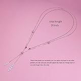 Dzień Matki Biżuteria Dainty Lariat Naszyjnik srebro próby 925 wisiorek regulowany naszyjnik w kształcie litery Y biżuteria długi łańcuszek 76 cm prezent świąteczny dla kobiet dziewcząt e srebro wysokiej próby, cod. Flyow-Lariat Necklace