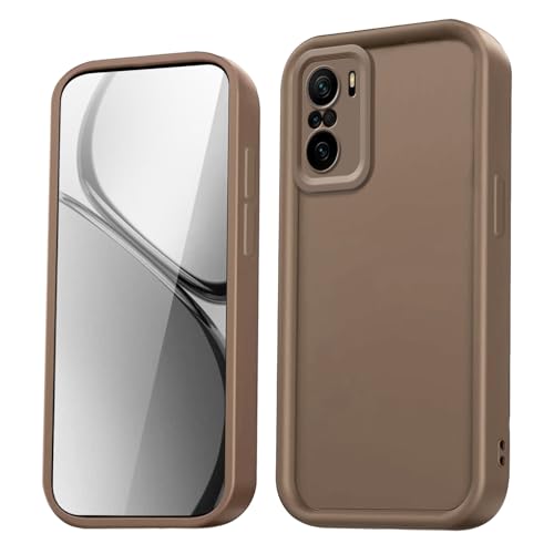 Custodia per Xiaomi Poco F3 Mi 11i 5G Cover Carcasa Anticaduta con Bordi Rinforzati e Design Semplice - marrone silicone