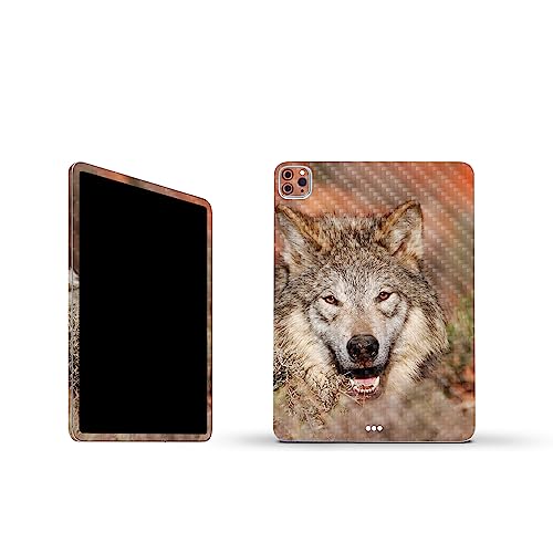 Image of MightySkins Carbon Fiber Skin Compatible with Apple iPad Pro 11 inch M2 4th Gen (2022) Full Wrap Kit - Happy Wolf | Protective, Durable Textured Carbon Fiber Finish | Easy to Apply | Made in The USA