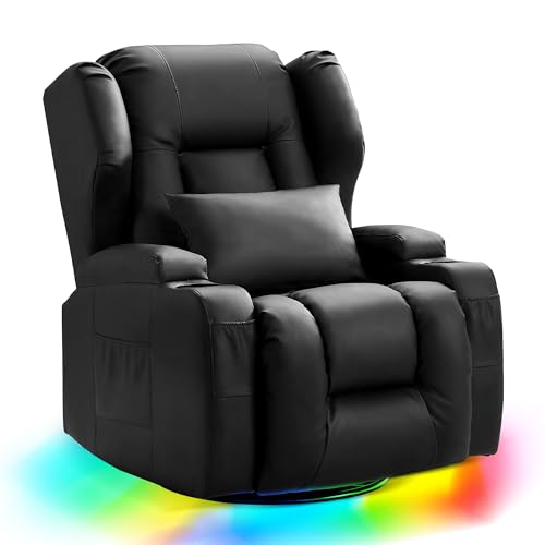 URRED Power Swivel Rocker Recliner Chair with Massage and Heat, Set of 1